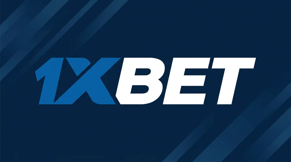 1xbet 공식 색상인 남색 배경과 파란색, 흰색 1XBET 글자 브랜드 이미지, 1xbet 미러와 우회사이트 확인 안내